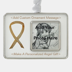 Kindheitskrebs Gold Awareness Ribbon Ornamente Rahmen-Ornament Silber