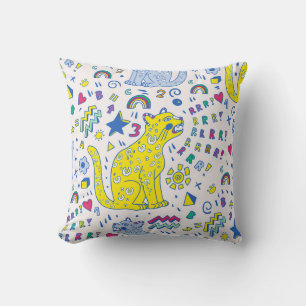 kindliches Muster mit Tiger, Briefen, Regenbogen,  Kissen
