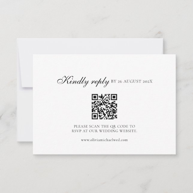 Kindly Antwort Skript Minimal QR Code Hochzeit (Vorderseite)