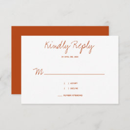 Kindly Reply Typografie Burnt Orange Wedding RSVP Karte