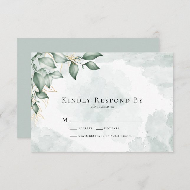 Kindly Respond Eucalyptus Greenery Wedding RSVP C (Vorne/Hinten)