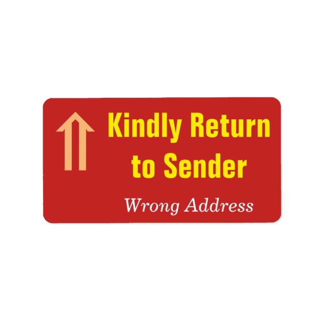 "Kindly Return to Sender", Label "Falsche Adresse" Adressaufkleber (Vorne)