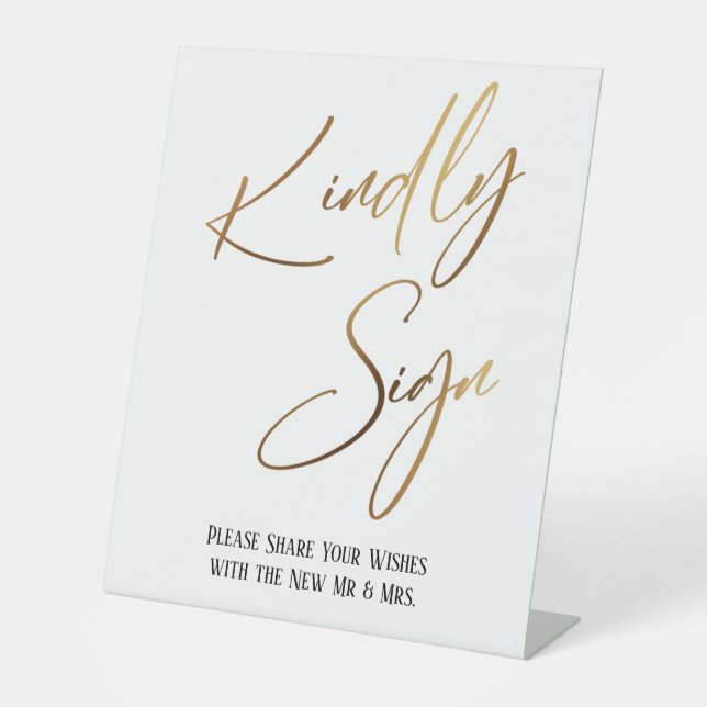 Kindly Sign Gold Handwriting Simple Sockelschild (Vorderseite)