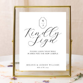 Kindly Sign Minimal Elegantes Script Gästebuch sig