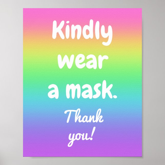 Kindly Tragen Sie ein Maske Rainbow Colors Poster (Vorne)