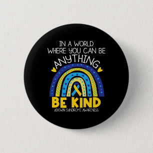 Kindness - Down Syndrome Awareness Blue Yellow Rib Button
