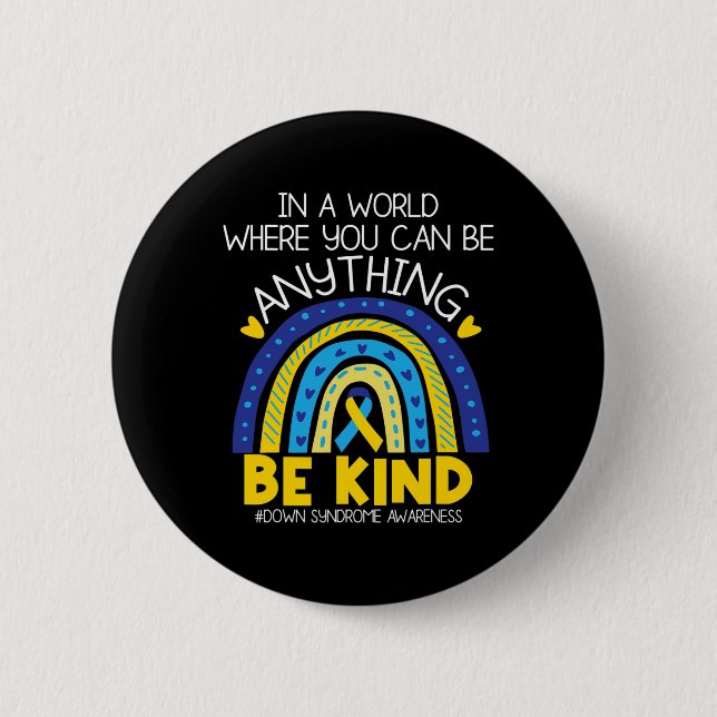 Kindness - Down Syndrome Awareness Blue Yellow Rib Button (Vorderseite)