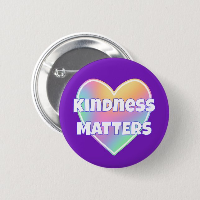 Kindness Matches Rainbow Heart Button (Vorne & Hinten)