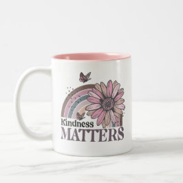 Kindness Matts Retro Butterfly Boho Rainbow Zweifarbige Tasse