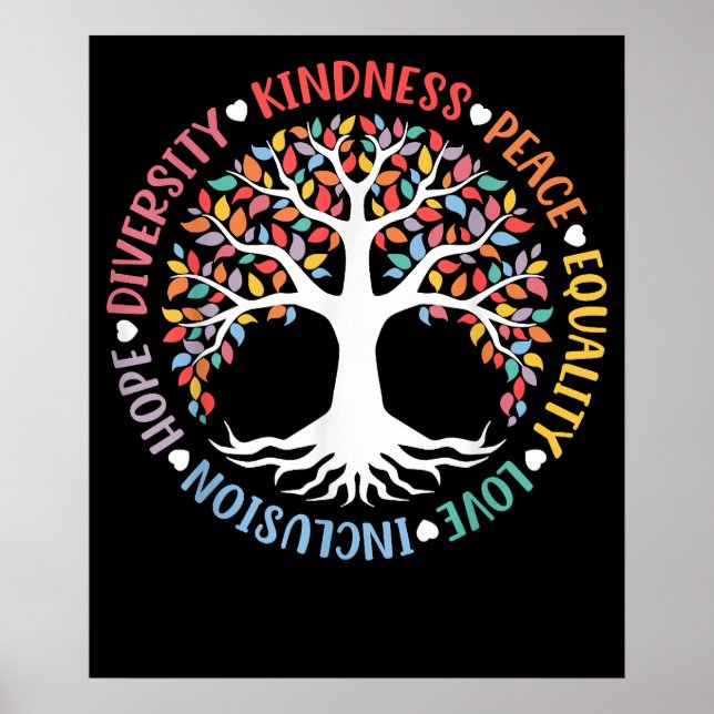 Kindness Peace Equality Liebe Inclusion Diversity Poster (Vorne)