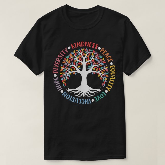 Kindness Peace Equality Liebe Inclusion Diversity T-Shirt (Design vorne)