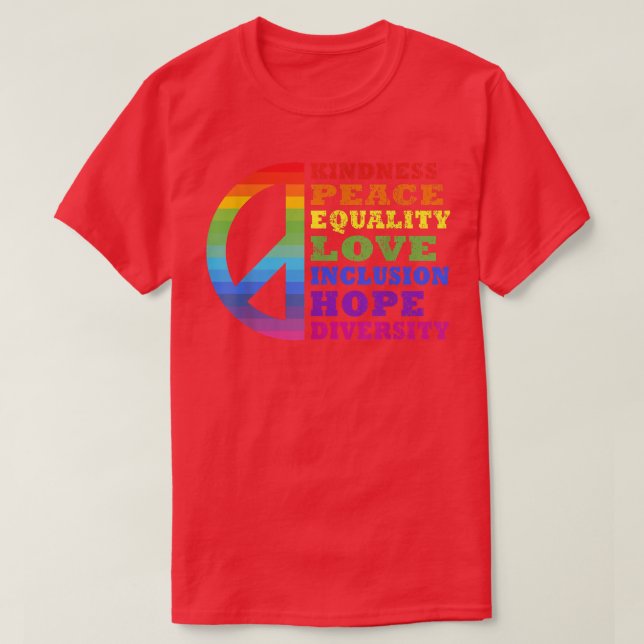 Kindness Peace Equality Liebe Inclusion Diversity  T-Shirt (Design vorne)