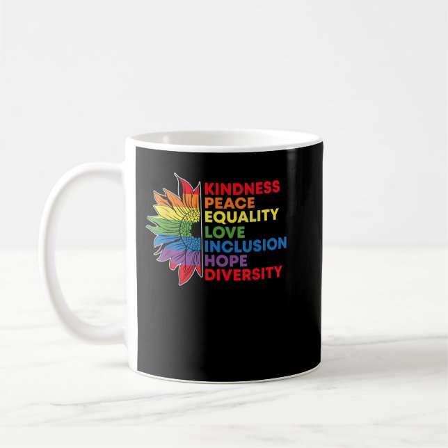 Kindness Peace Equality Liebe Inclusion Gay Pride  Kaffeetasse (Links)