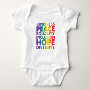 Kindness Peace Equality Liebe Inclusion Hope LGBT Baby Strampler