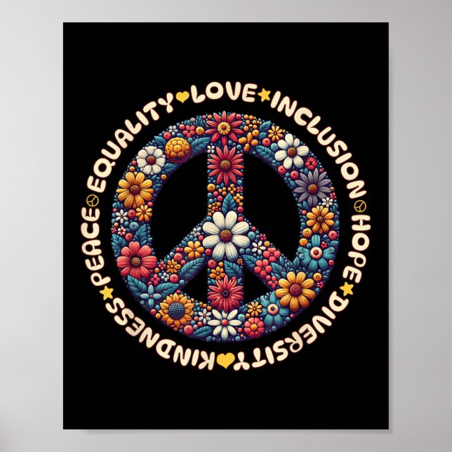 Kindness Peace Equality Love Inclusion Hope Divers Poster (Vorne)