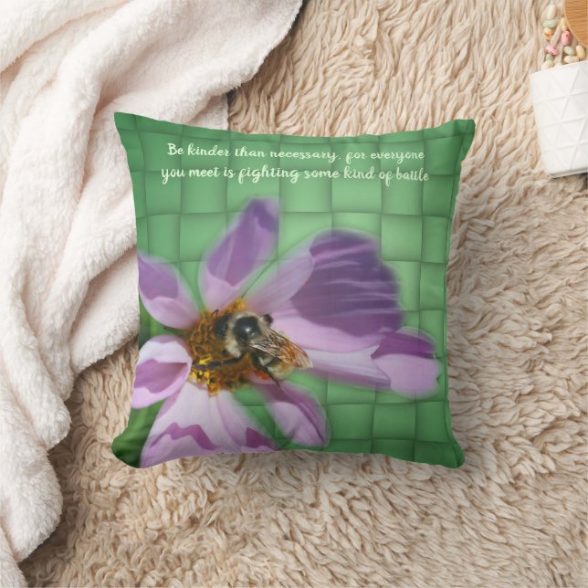 Kindness Quote Bee On Flower Inspirational  Kissen (Decke)