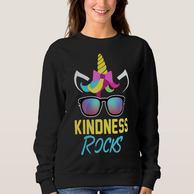 Kindness Rocks Anti Bullying Rainbow Unicorn Sungl Sweatshirt (Vorderseite)
