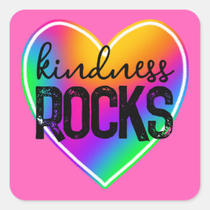 Kindness Rocks Rainbow Quadratischer Aufkleber
