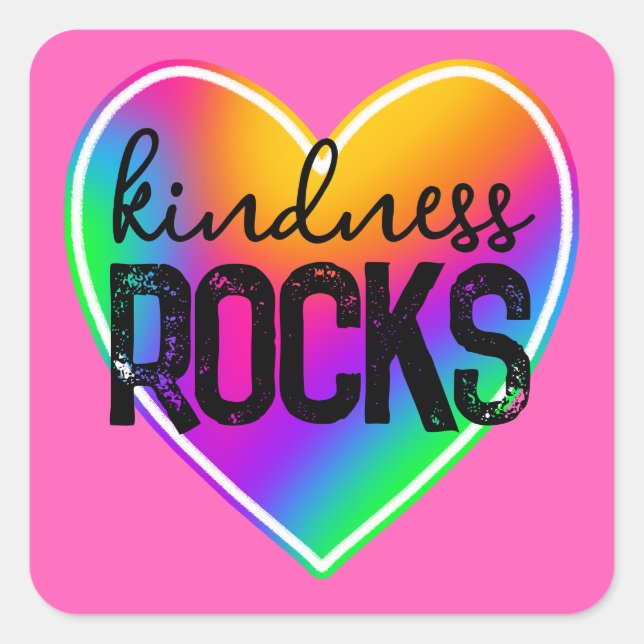 Kindness Rocks Rainbow Quadratischer Aufkleber (Vorderseite)