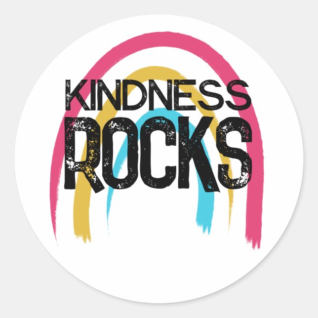 Kindness Rocks Rainbow Runder Aufkleber (Vorderseite)