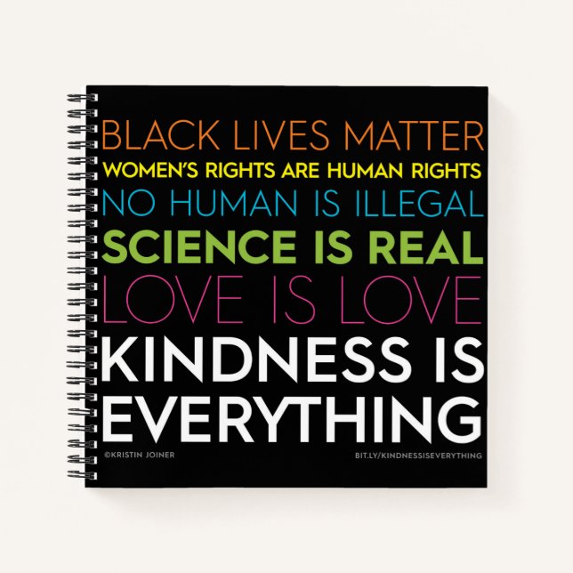 #KindnessIsEverthing 8.5" x 8.5" SpiralNotebook Notizbuch (Vorderseite)