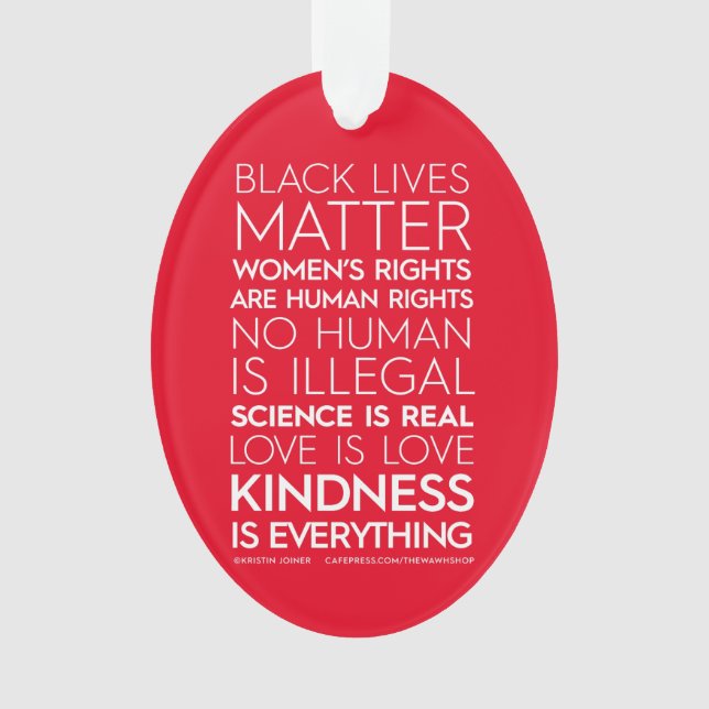 #KindnessIsEverything Acryl Ornament, Oval (rot) Ornament (Vorderseite)