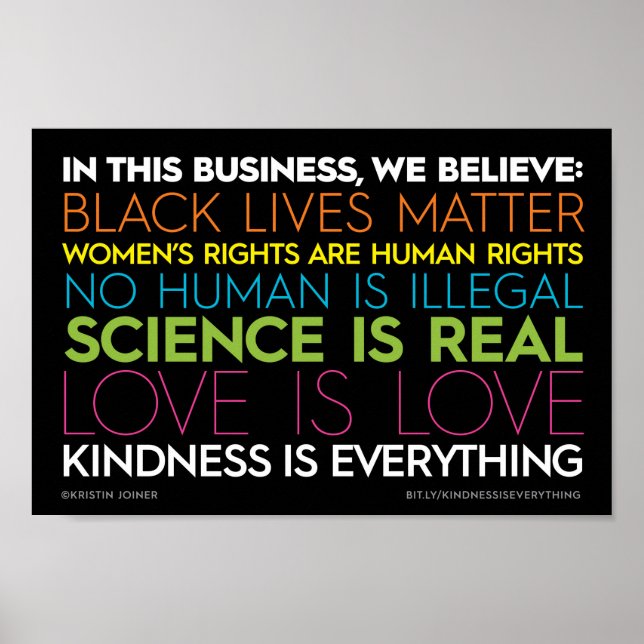 #KindnessIsEverything "In This Business" Poster (Vorne)