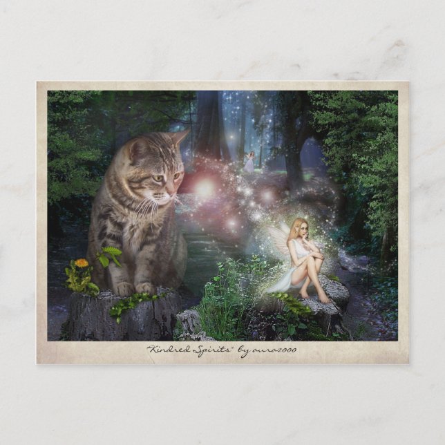 Kindred Spirits 🧚 ‍ 😽 Postkarte (Vorderseite)