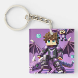 Kind's ID Tag Blockstyle Dark Dragon Sword Schlüsselanhänger