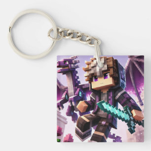 Kind's ID Tag Blockstyle Dark Dragon Sword Schlüsselanhänger