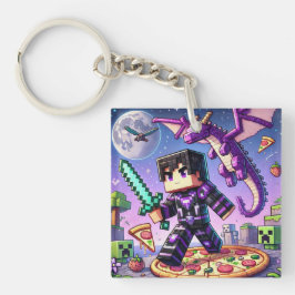 Kind's ID Tag Blockstyle Dark Dragon Sword Schlüsselanhänger