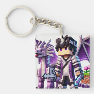 Kind's ID Tag Blockstyle Dark Dragon Sword Schlüsselanhänger