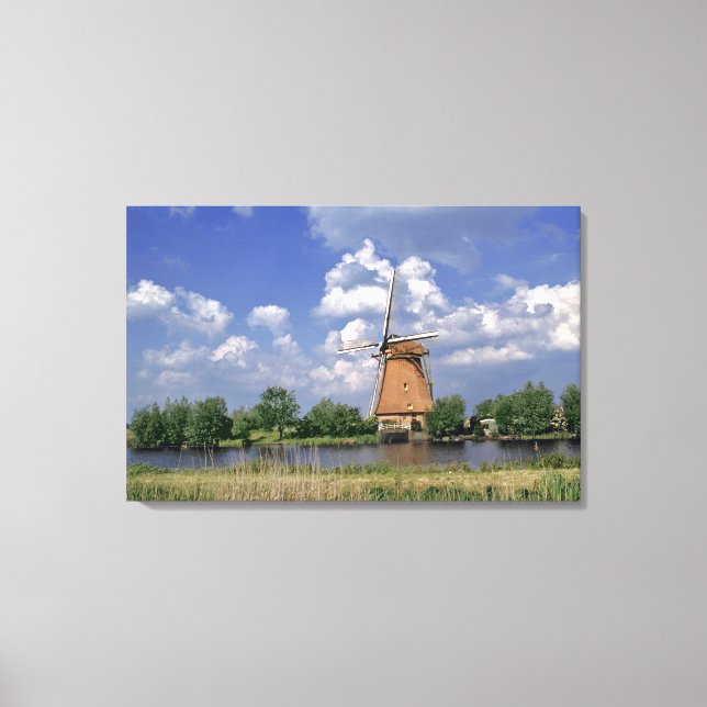 Kinerdijk. Eine Windmühle sitzt Leinwanddruck (Vorderseite)