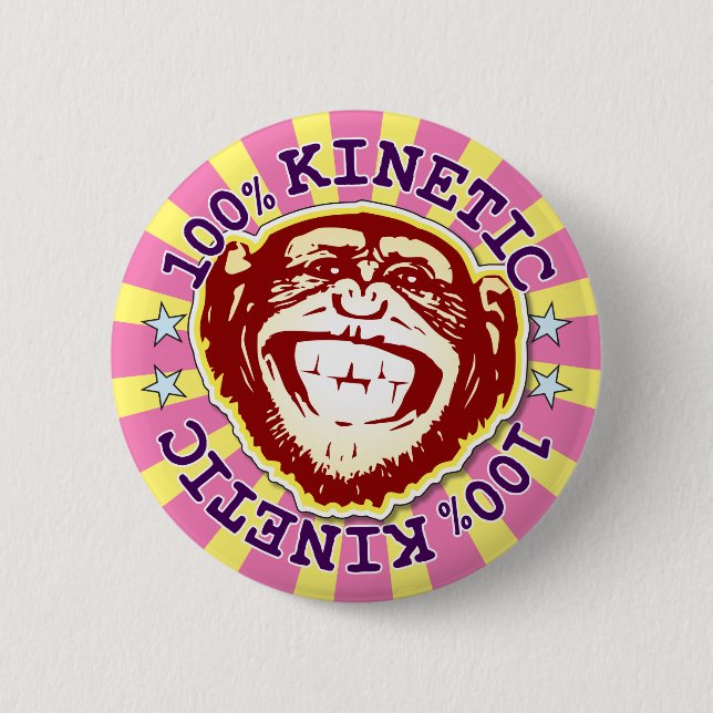 Kinetic 100% Funny Funky Monkey Abzeichen Button (Vorderseite)