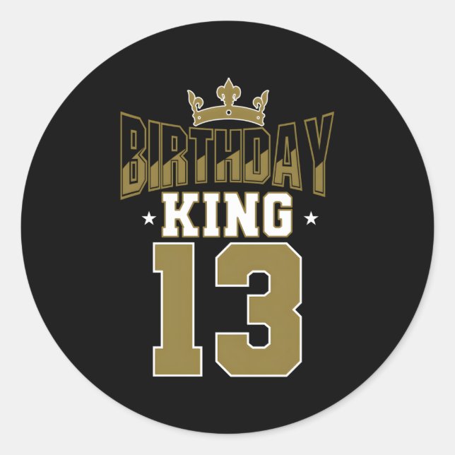 King 13 Bday Py Celebration 13. Royal Theme Runder Aufkleber (Vorderseite)