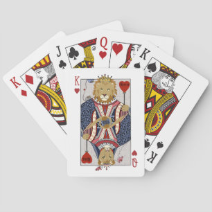 King and Queen of Hearts Lions Blue Spielkarten