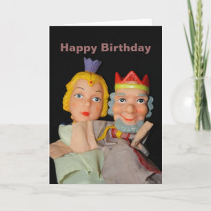 King and Queen Puppets Happy Birthday Card Karte