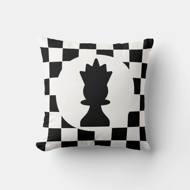 King and Queen Schach Pieces - Geschenk für Schach Kissen (Vorderseite)