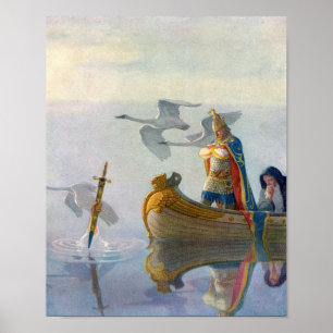 King Arthur & Excalibur, c. 1922 von N.C. Wyeth Poster