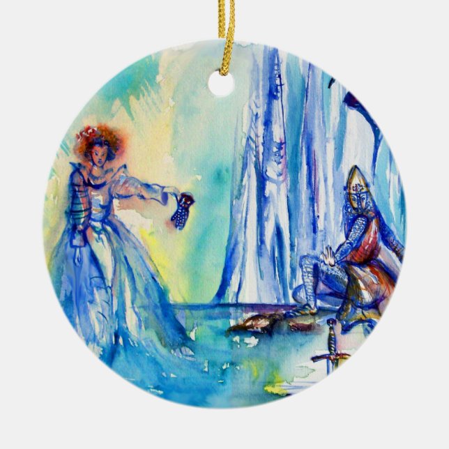 KING ARTHUR , LADY OF THE SEE UND EXCALIBUR KERAMIKORNAMENT (Vorne)