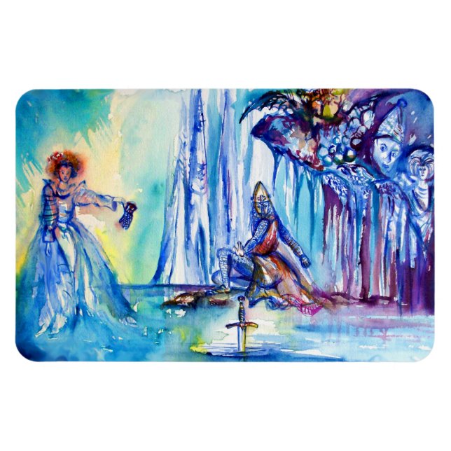 KING ARTHUR , LADY OF THE SEE UND EXCALIBUR MAGNET (Horizontal)