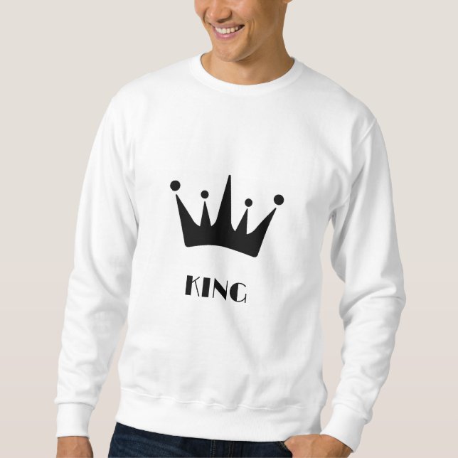 KING Benutzerdefiniert Schwarzer Text Crown Men's  Sweatshirt (Vorderseite)