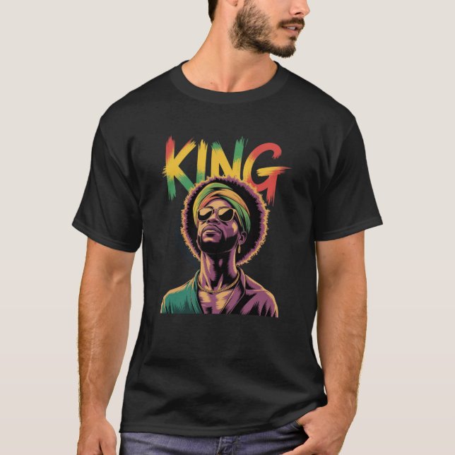 King - Black Pride Rasta Colors Design T-Shirt (Vorderseite)