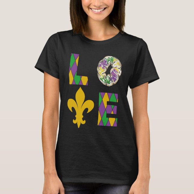 King Cake Love Mardi Gras Parade Shenanigans Carni T-Shirt (Vorderseite)