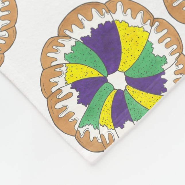 King Cake New Orleans NOLA Mardi Gras Fleecedecke (Ecke)