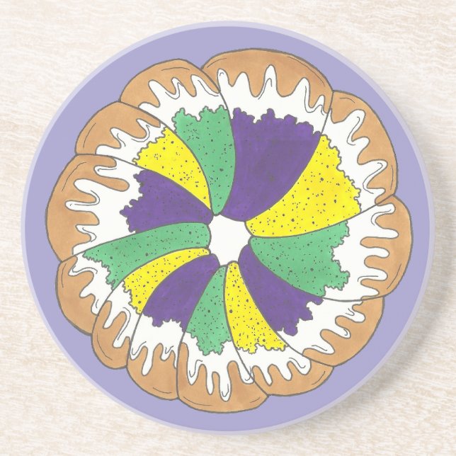 King Cake New Orleans NOLA Mardi Gras Getränkeuntersetzer (Vorne)