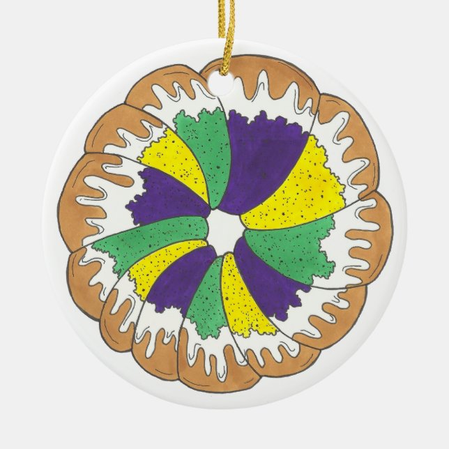 King Cake New Orleans NOLA Mardi Gras Keramik Ornament (Vorne)