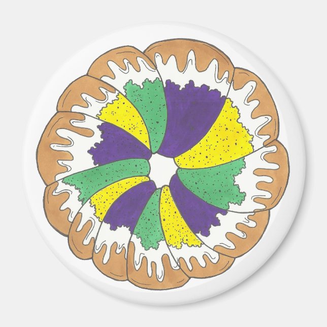 King Cake New Orleans NOLA Mardi Gras Magnet (Vorne)