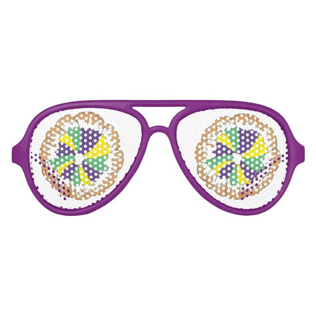 King Cake New Orleans NOLA Mardi Gras Partybrille (Vorderseite)