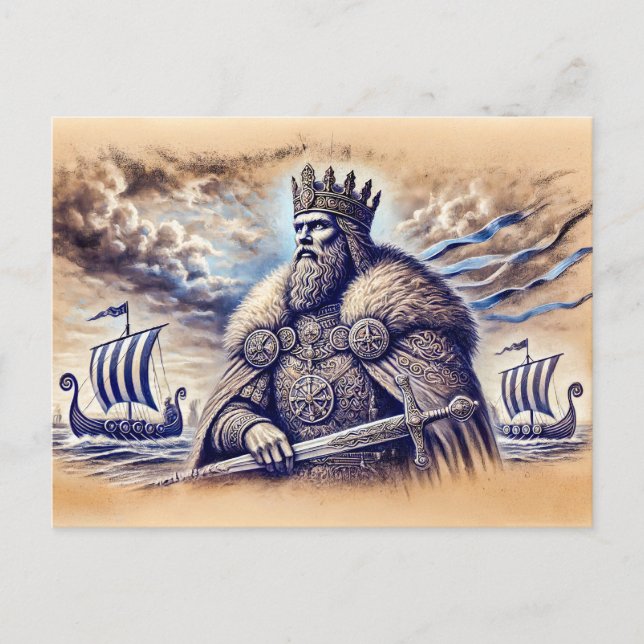 King Canute in Pastel Chalk Zeichnend Postkarte (Vorderseite)